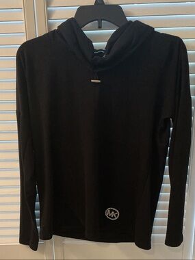 Michael Kors Black Cowl Neck Long Sleeve Hoodie/Pullover Rhinestone MK logo